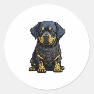 Cute Rottweiler in armour  Classic Round Sticker