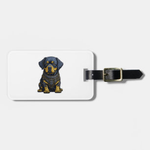 Cute Rottweiler in armour Luggage Tag