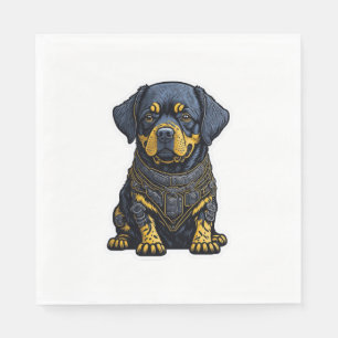 Cute Rottweiler in armour Napkin
