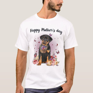 Cute Rottweiler Mum Flower Happy Mother's Day Love T-Shirt
