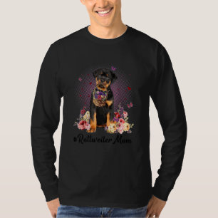 Cute Rottweiler Mum Flower Happy Mother's Day Love T-Shirt