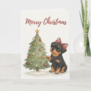 Cute Rottweiler Puppy Christmas Card