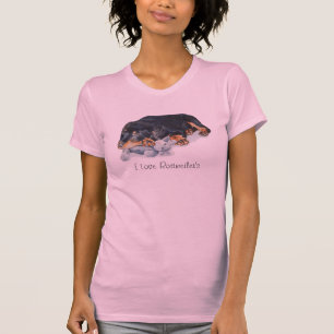 cute rottweiler puppy dog cuddling teddy bear T-Shirt