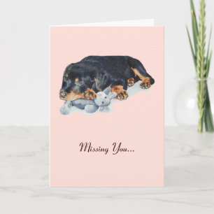 cute rottweiler puppy dog missing you card