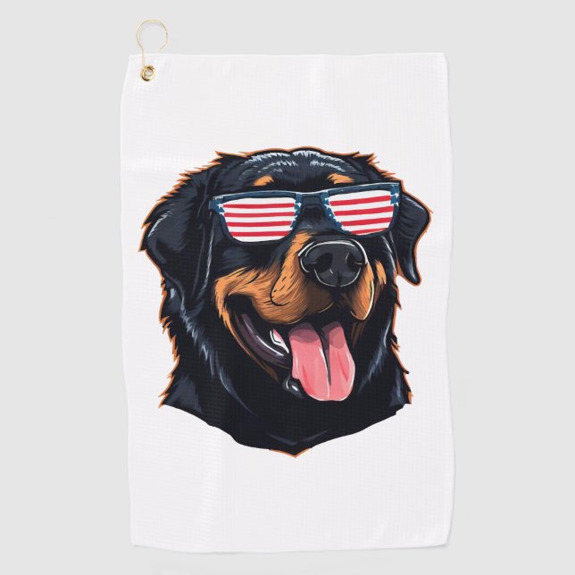 Cute Rottweiler Puppy Golf Towel (Front)