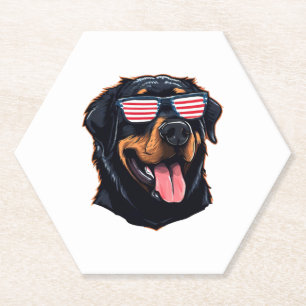Cute Rottweiler Puppy Paper Coaster