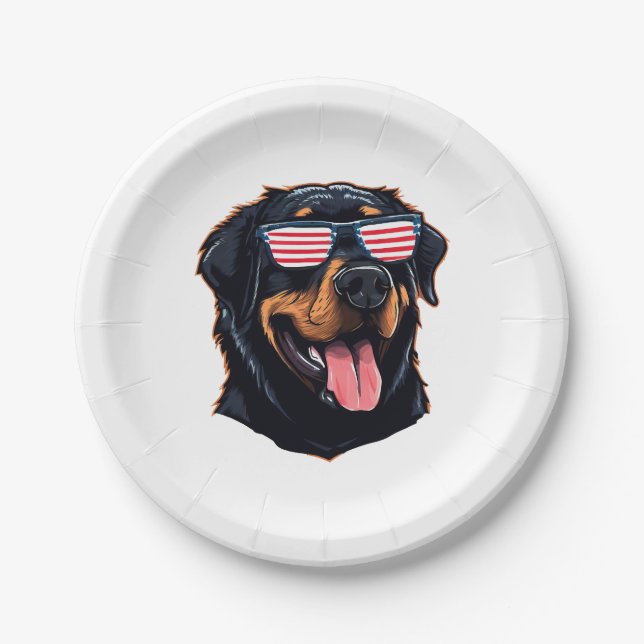 Cute Rottweiler Puppy Paper Plate (Front)