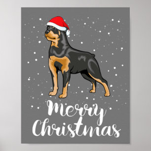 Cute Rottweiler Santa Hat Merry Christmas Costume Poster