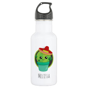 Cute Round Cactus in a Red Sombrero 532 Ml Water Bottle