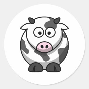 Cute Round Cartoon Cow Classic Round Sticker