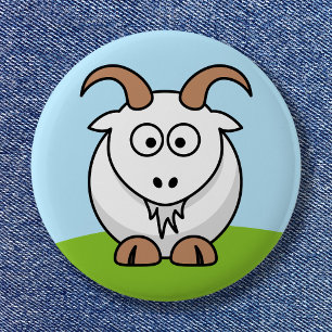 Cute Round Cartoon Saanen Goat 6 Cm Round Badge