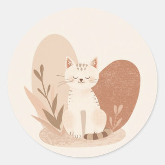 Cute Round Cat Sticker – Adorable Kawaii Kitty Des