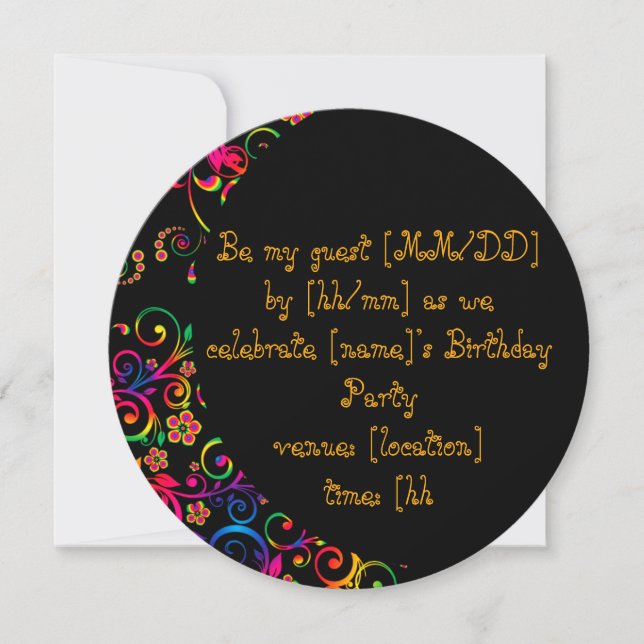 Cute Round Colourful Pink and Yellow Birthday Invi Invitation (Front)