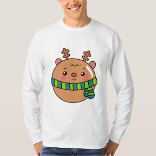 Cute Round Deer in Scarf  T-Shirt