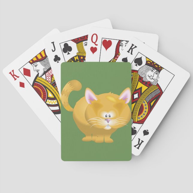 Cute Round Ginger Tabby Cat Playing Cards (Back)