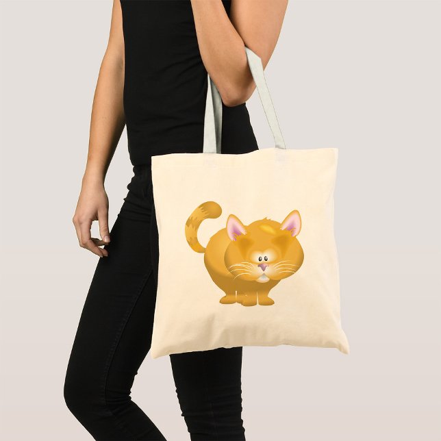 Cute Round Ginger Tabby Cat Tote Bag (Creator Uploaded)