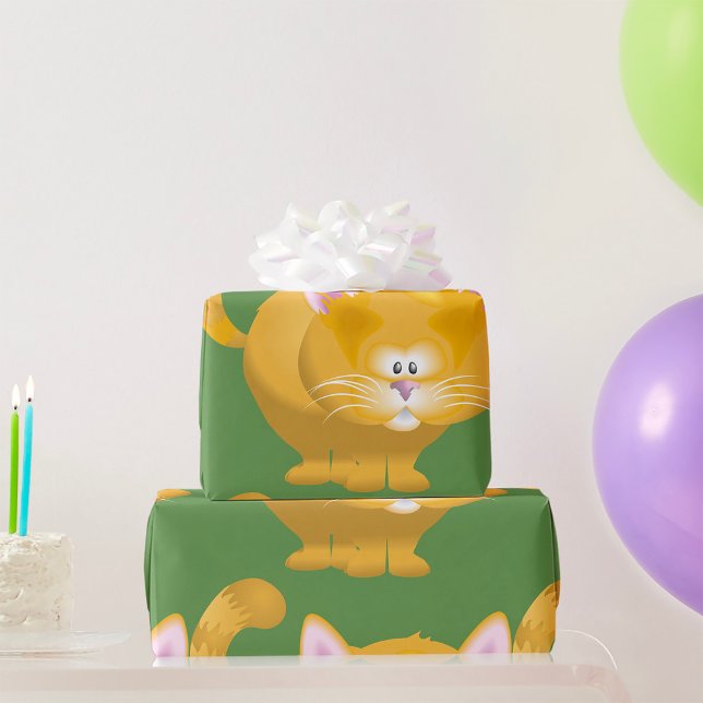 Cute Round Ginger Tabby Cat Wrapping Paper (Creator Uploaded)