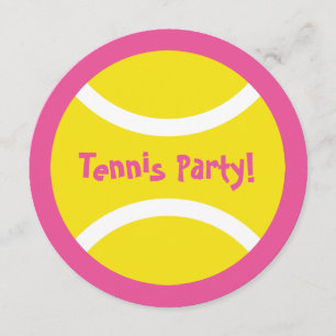 Cute round girls tennis Birthday party invitations