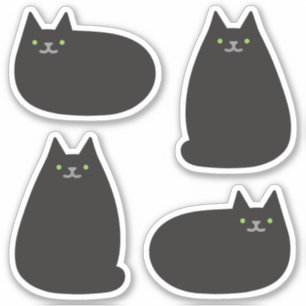 Cute Round Kawaii Black Cat