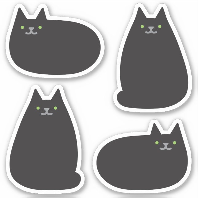 Cute Round Kawaii Black Cat (Front)