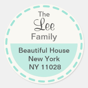 Cute Round Labels (green stitches)