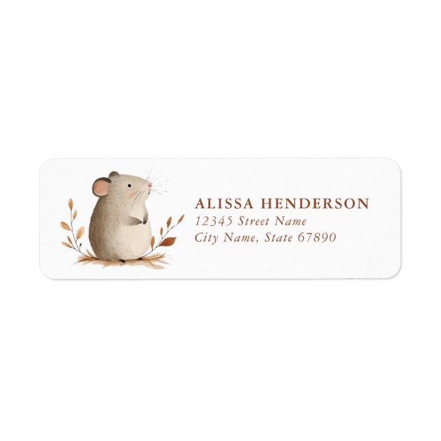Cute Round Mouse Return Address Labels (Front)