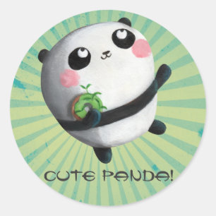 Cute Round Panda Classic Round Sticker