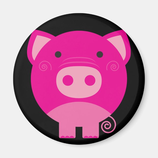 Cute Round Pig Cartoon Magnet (Front)