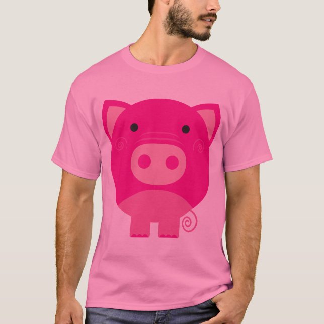 Cute Round Pig Cartoon T-Shirt (Front)