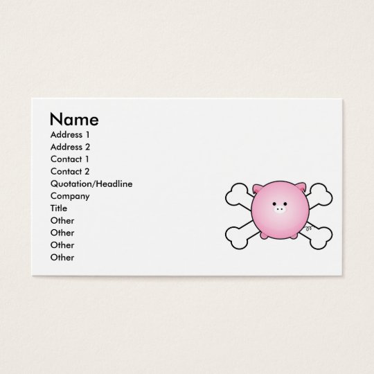 cute round pink piggy crossbones design business card