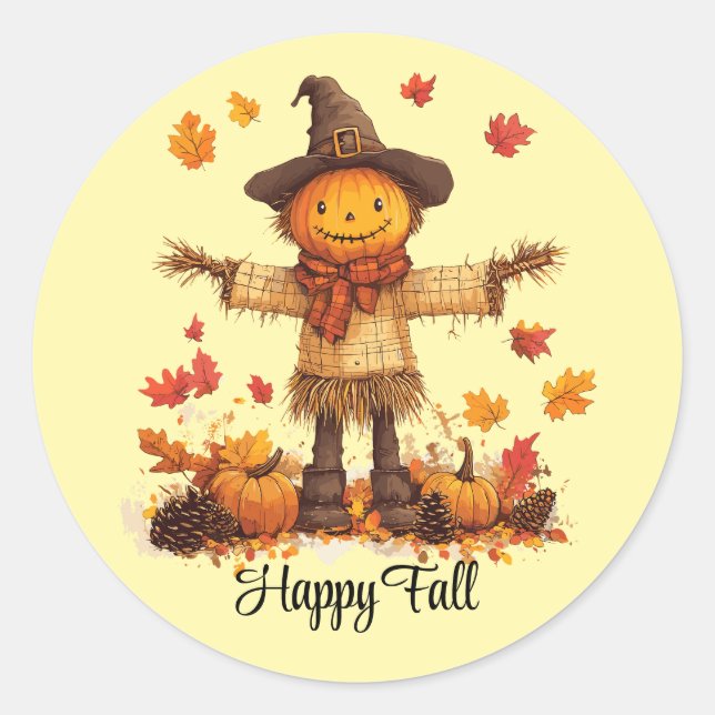 Cute Round Scarecrow Sticker (Front)