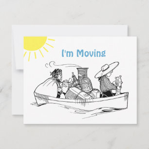 Cute Row Boat Flat I'm Moving  Announcement Card