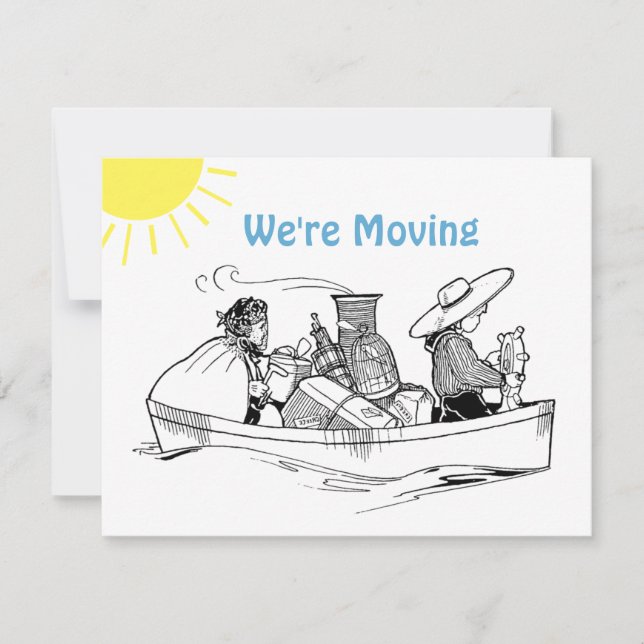 Cute Row Boat Flat We're Moving  Announcement Card (Front)