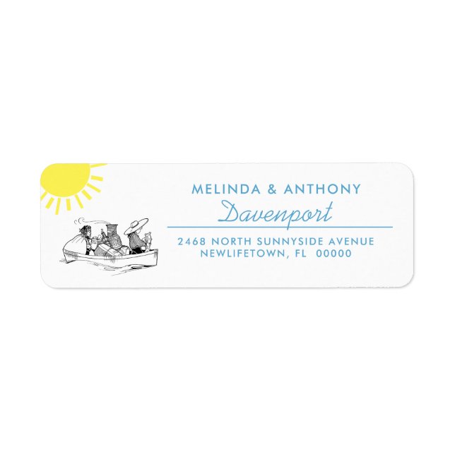 Cute Row Boat Sunshine Return Address Label (Front)