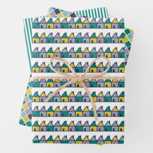 Cute Rows of houses design Wrapping Paper Sheet