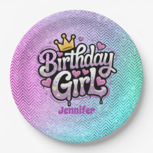 Cute Royal Birthday Girl Party Paper Plate