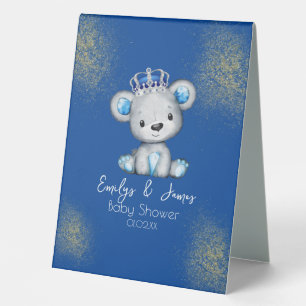 Cute Royal Blue Bear Boy Baby Shower
