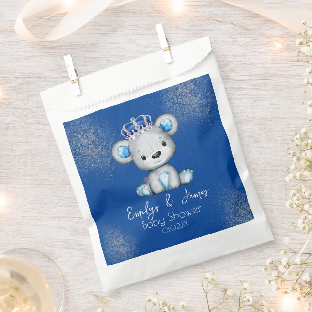 Cute Royal Blue Bear Boy Baby Shower  Favour Bags (Clipped)