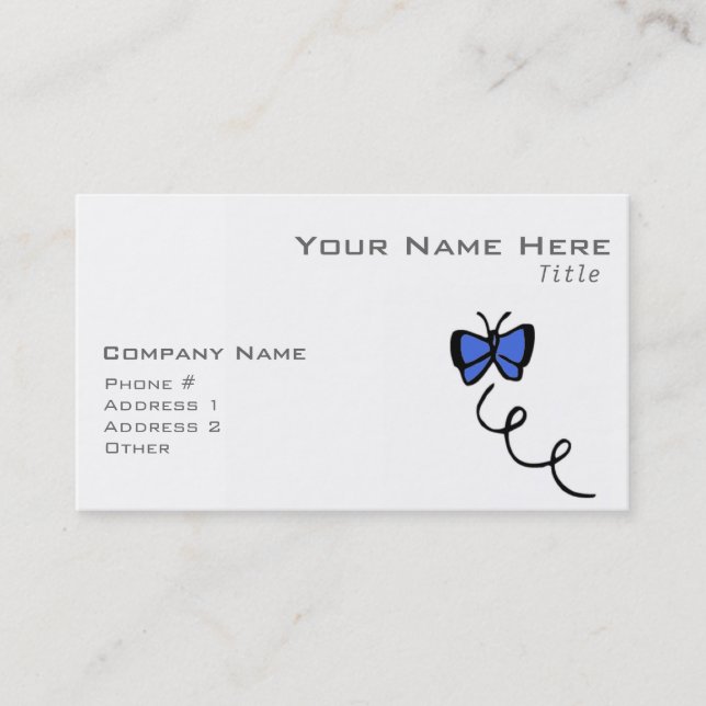 Cute Royal Blue Butterfly Business Card (Front)