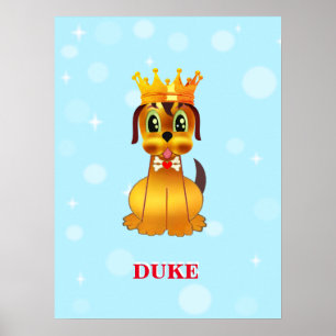 Cute Royal Puppy Dog Cartoon Poster