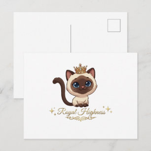 Cute Royal Siamese Cat Postcard