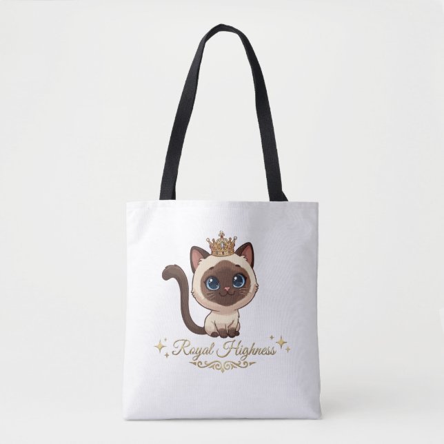  Cute Royal Siamese Cat Tote Bag (Front)