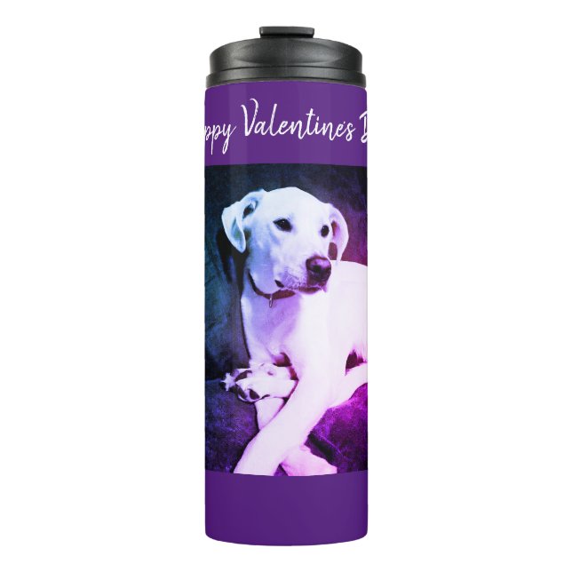 Cute Royal White Dog Purple Lovers Unique Classy Thermal Tumbler (Front)