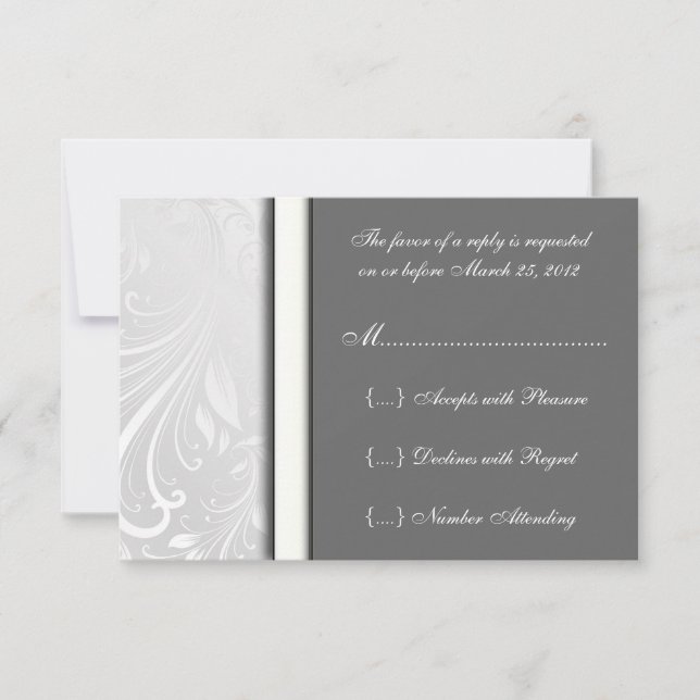 Cute RSVP Damask Matching Response Cards (Front)