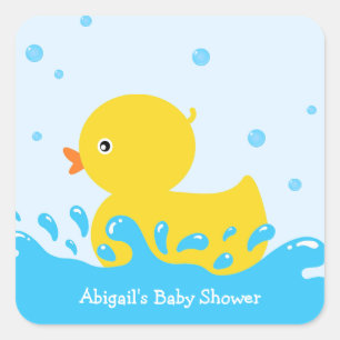 Cute Rubber Duck Baby Boy Baby Shower Square Sticker