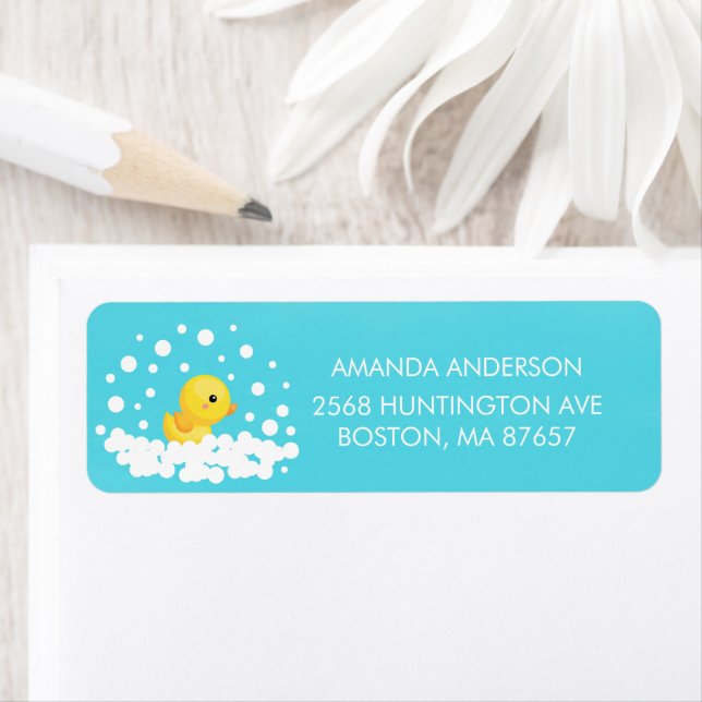 Cute Rubber Duck Baby Shower Address Label (Insitu)