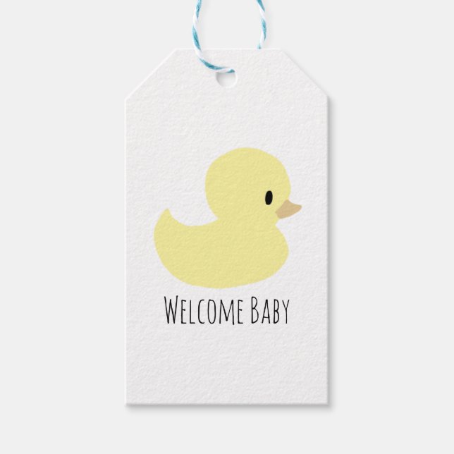 Cute Rubber Duck Baby Shower Custom Gift Tag (Front)