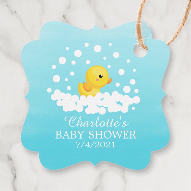 Cute Rubber Duck Baby Shower Favour Gift Tag (Back)
