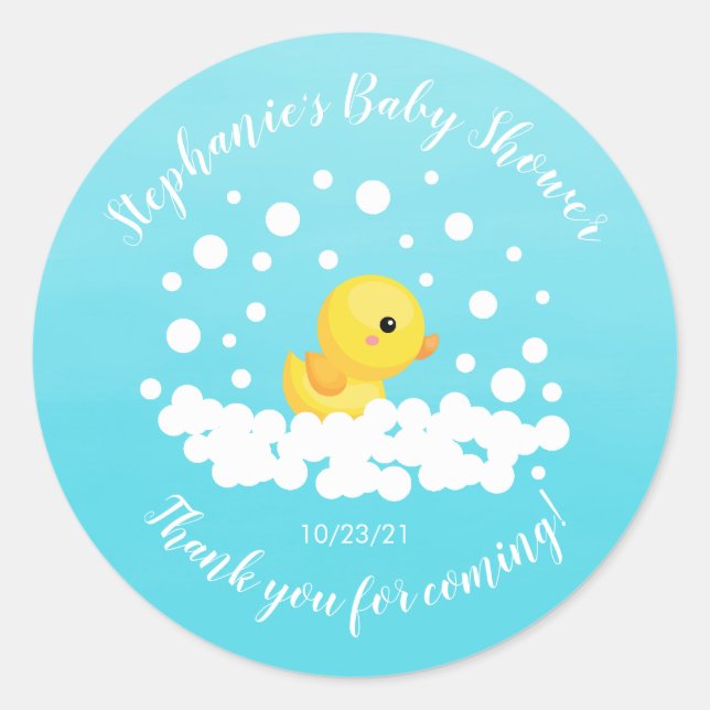 Cute Rubber Duck Baby Shower Favour Sticker (Front)