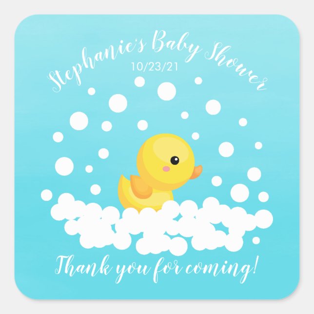 Cute Rubber Duck Baby Shower Favour Sticker (Front)